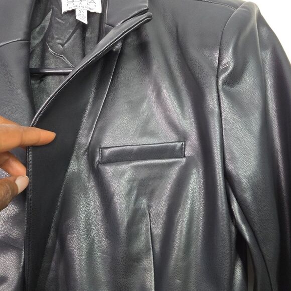 Sofia Jeans Black Faux Leather Blazer - Picture 11 of 13